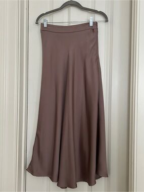 Women's Satin Maxi Skirt — Brown